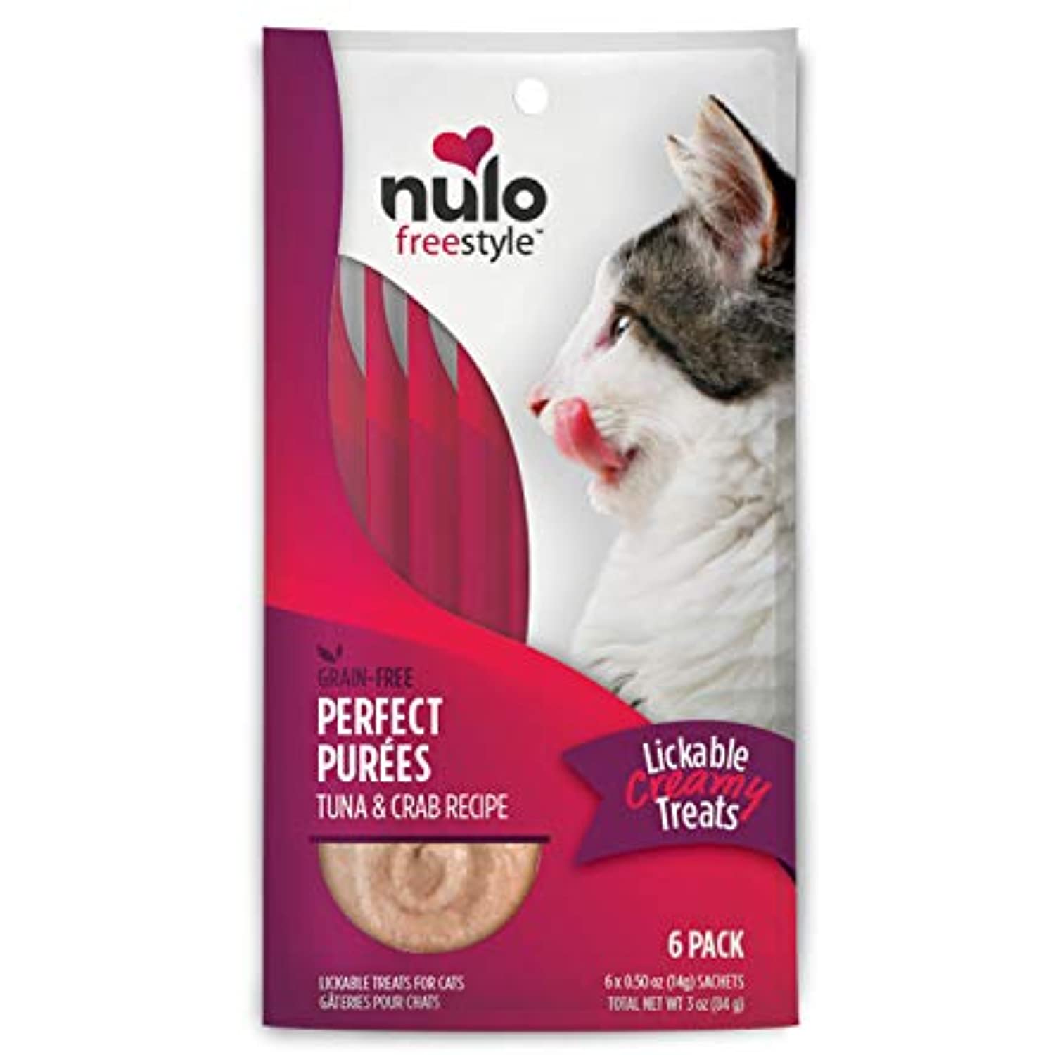 Nulo Freestyle Perfect Purees - Tuna & Crab Recipe - Premium Cat Treats (6 Pack)