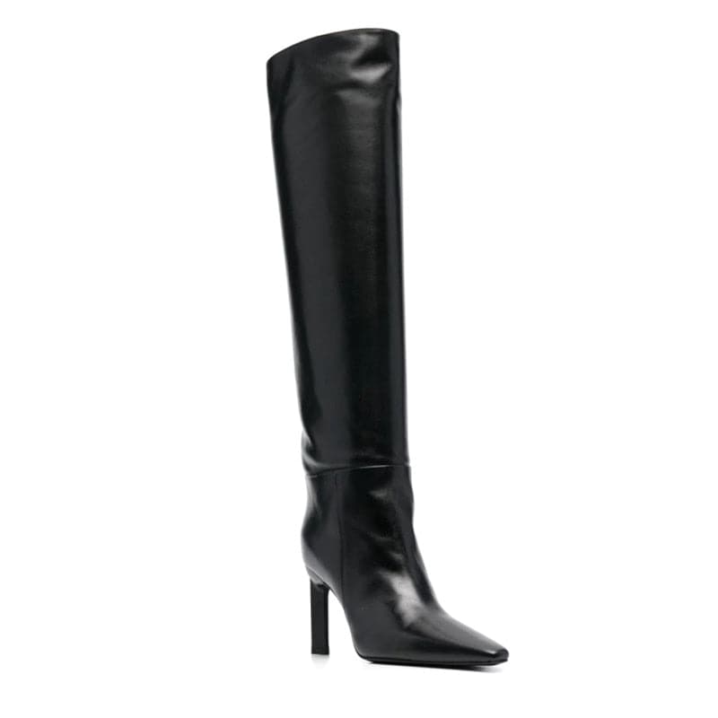 Autumn and Winter Fashion Leather Boots - Pointed Toe High Heel