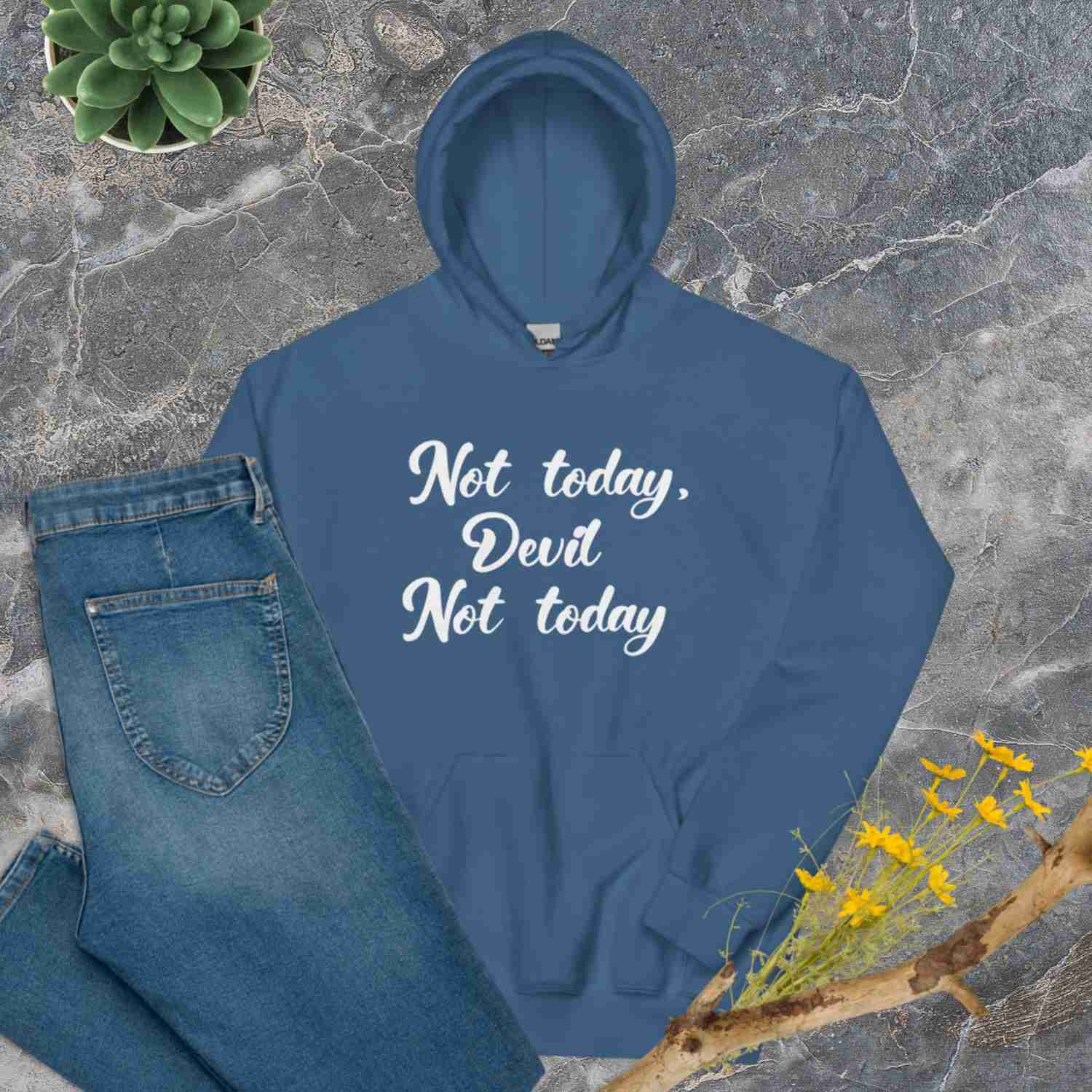 F&H Christian Not Today Devil Women's Hoodie - Soft & Stylish