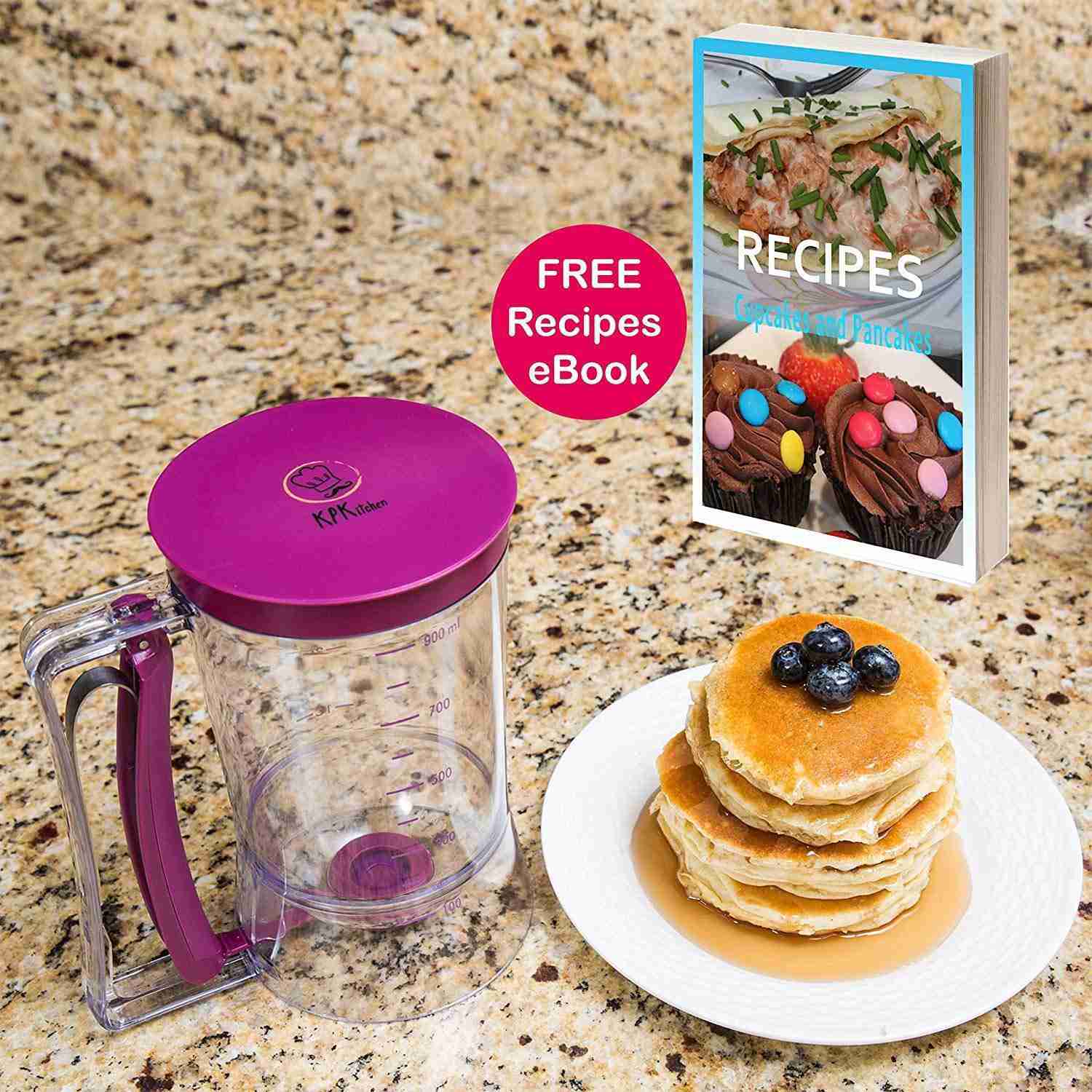 KPKitchen Pancake Batter Dispenser - Easy Pour Baking Tool for Perfect Pancakes, Waffles, and More