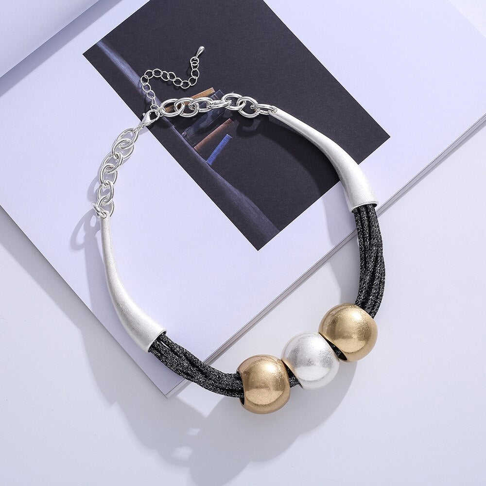 Vintage Exaggerated Round Ball Pendant Choker Necklace for Women - Boho Statement Jewelry