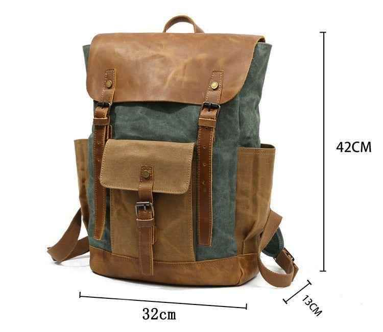Vintage Waterproof Travel Cool Backpack - Large Capacity Canvas Laptop Bag