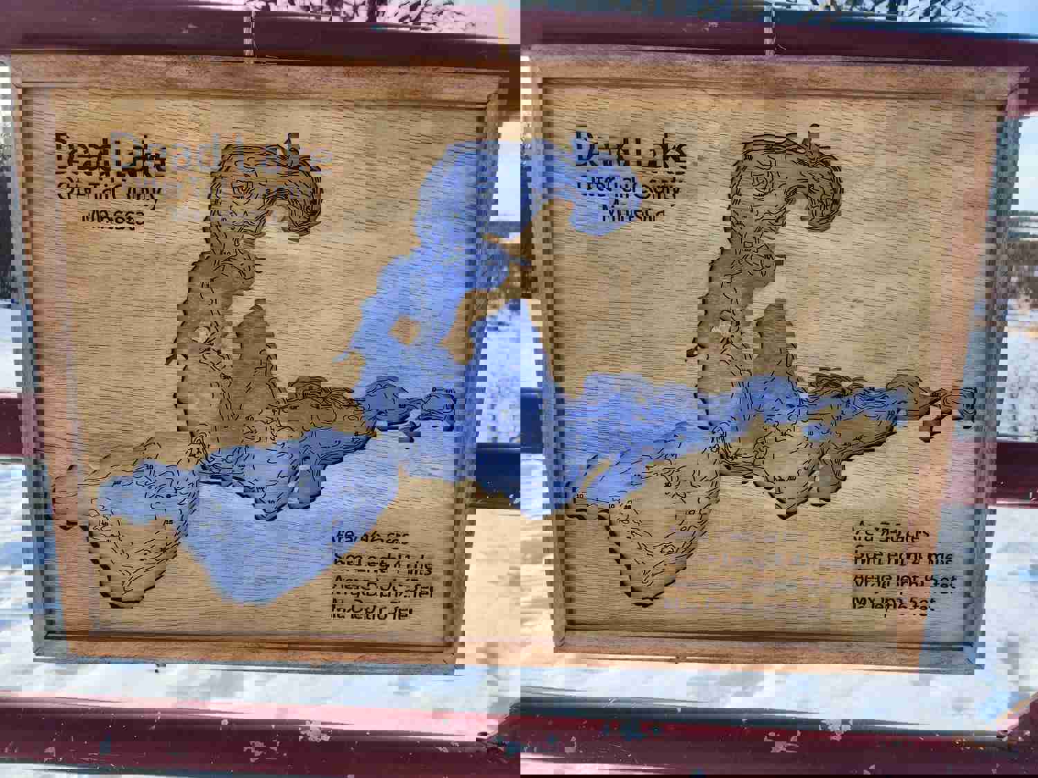 Custom Wood Lake Map - Personalized Lake Wall Art