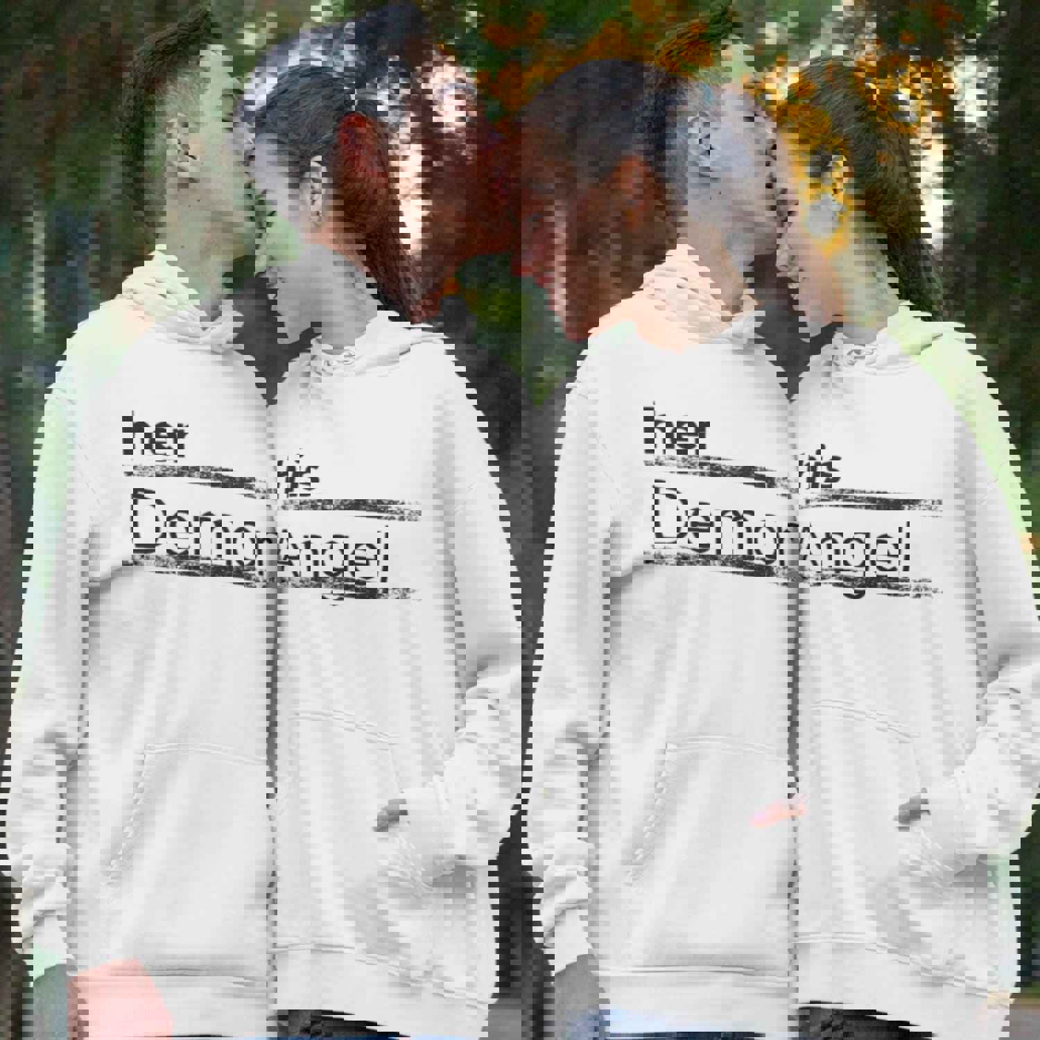 His Angel/Her Demon Matching Couple T-Shirts - Love & Marriage Anniversary Gifts