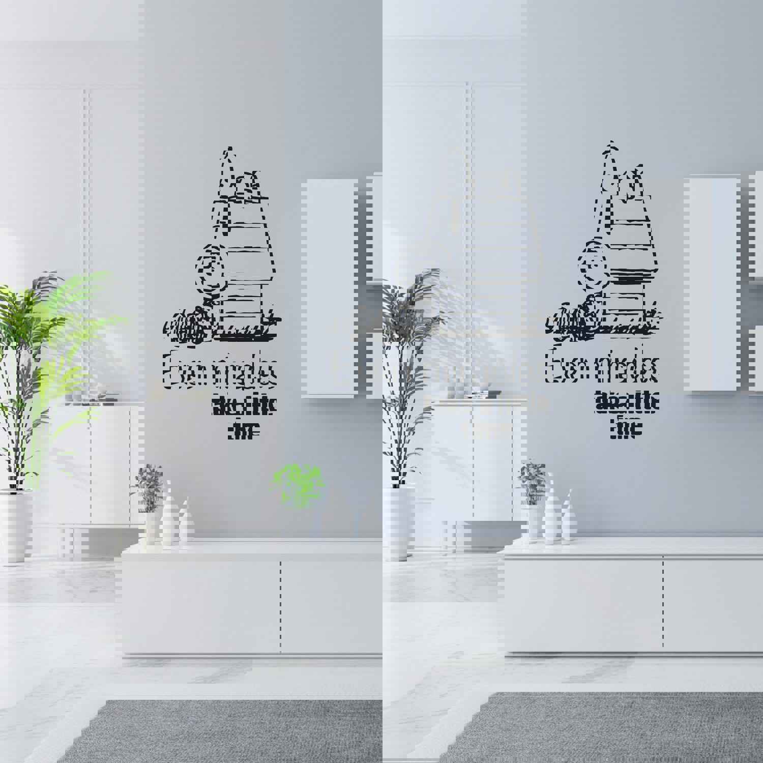 Snoopy Vinyl Wall Art Sticker Decal - Even Miracles Take A Little Time