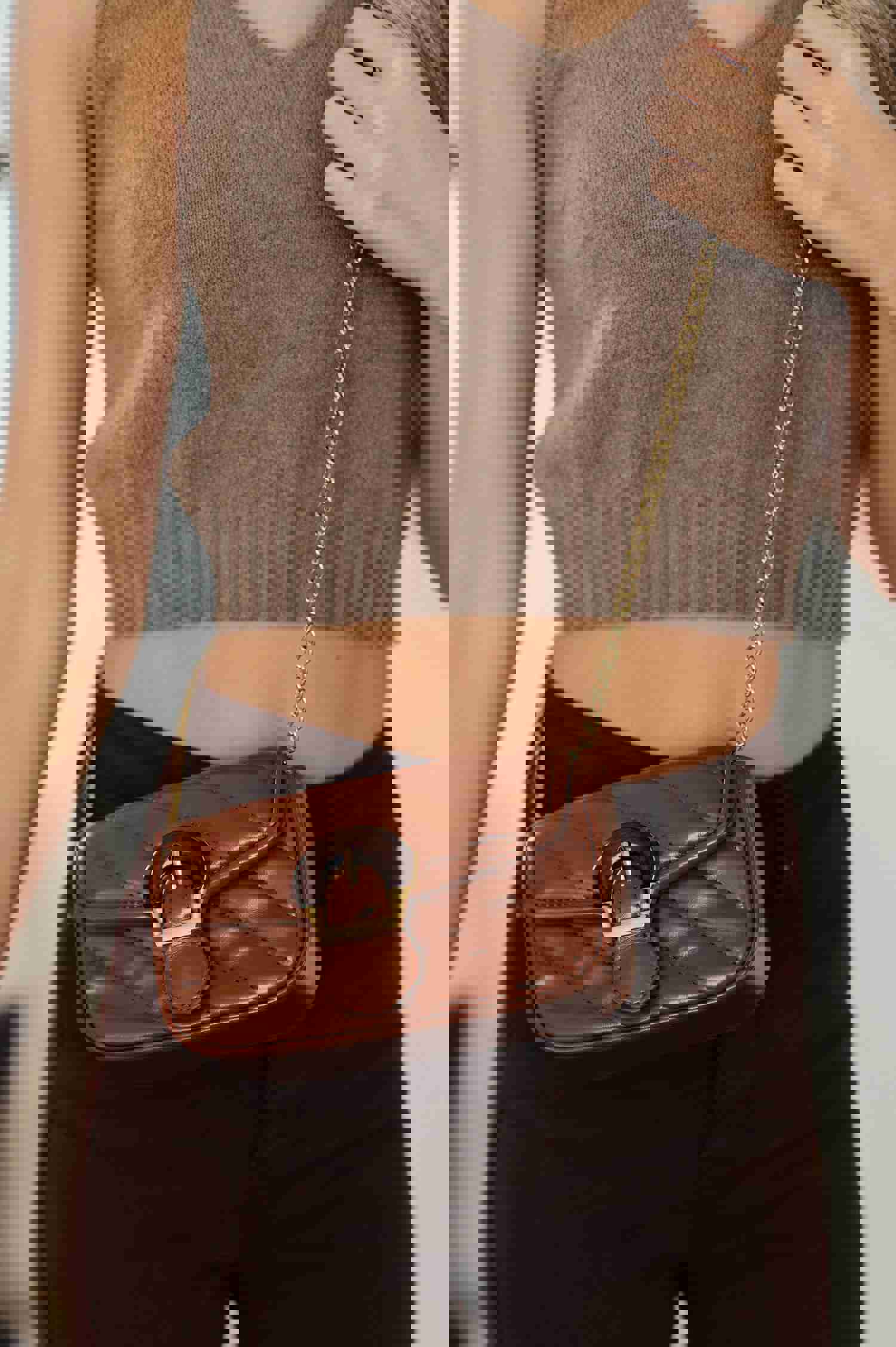 Classic Beauty Quilted Clutch in Brown