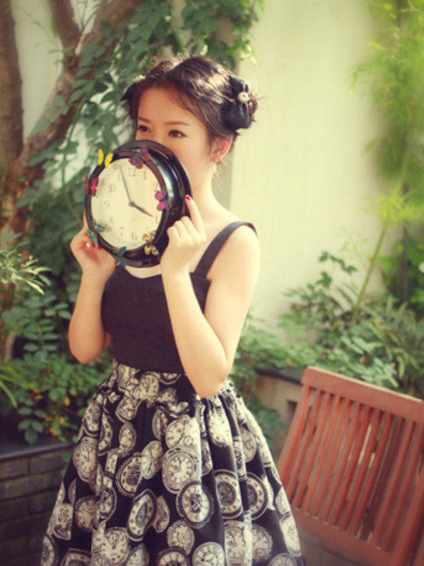 Timeless Pocket Watch Pattern Tutu Skirt - Handmade Custom Design