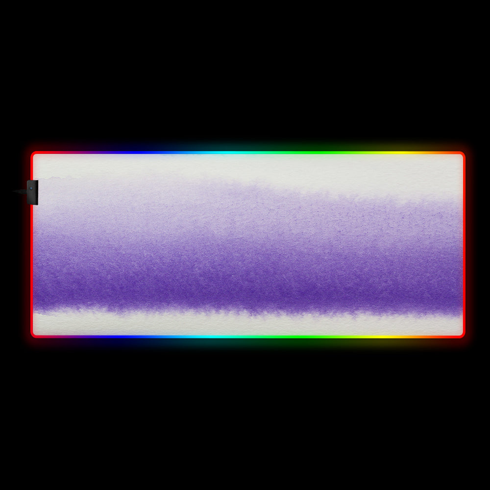 Purple Watercolor RGB Gaming Mouse Pad with LED Lights, Large Size Desk Mat