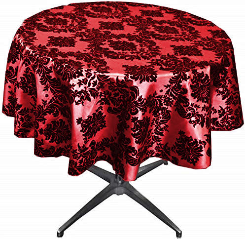 Red Taffeta Flocking Damask Table Rounds for Wedding, Bridal Shower, Baby Shower, Dinner, Special Events, and Home Decor