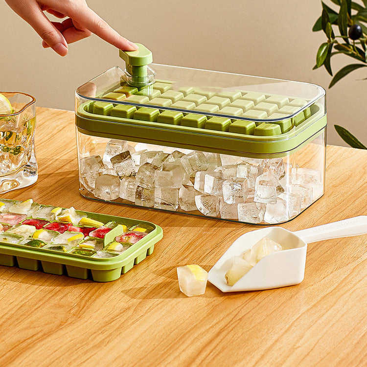 One-button Press Type Ice Mold Box with Storage Lid for Kitchen
