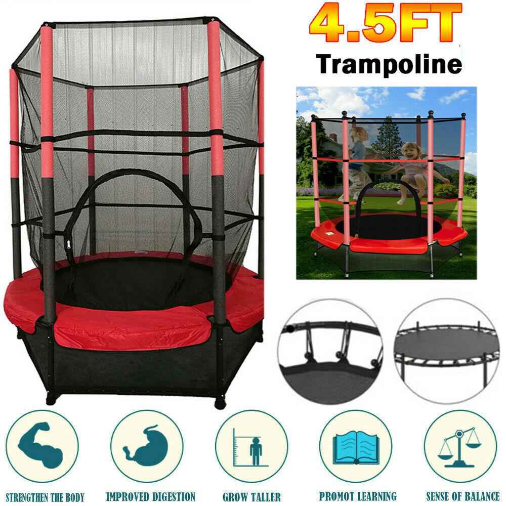 55inch Kids Trampoline with Safety Enclosure Net for Outdoor & Indoor Play