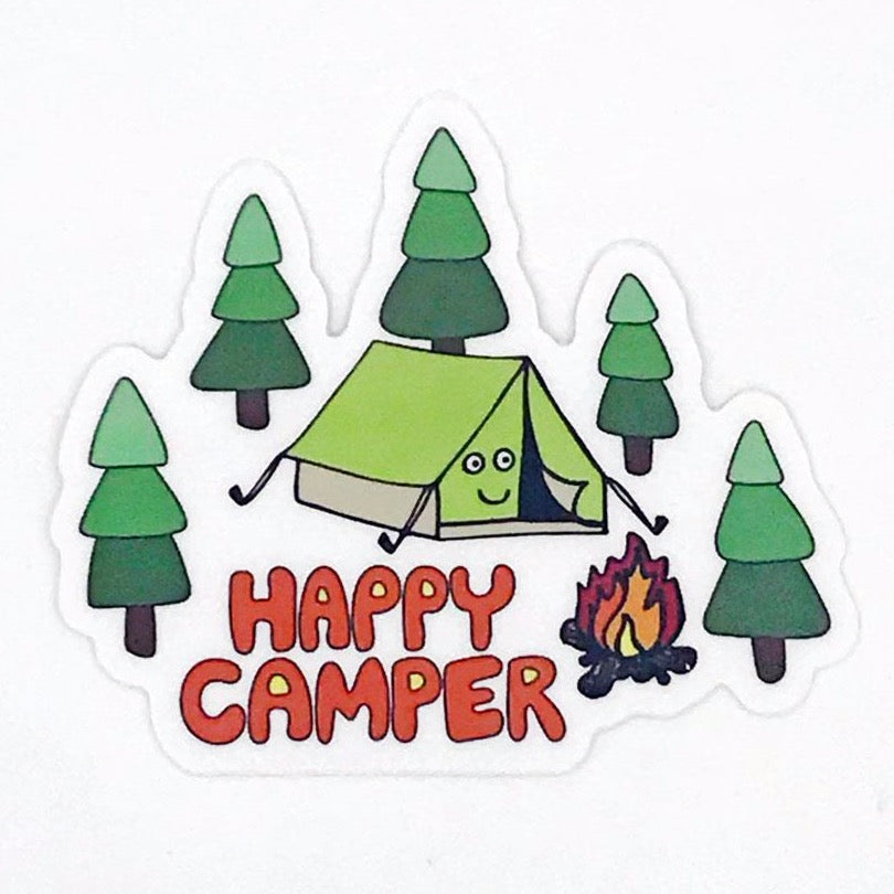 Happy Camper Vinyl Sticker - Waterproof & Scratch Resistant Outdoor Decal