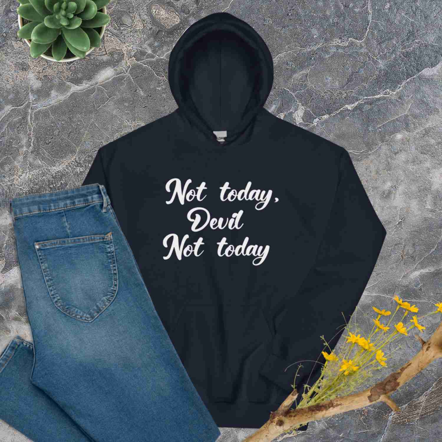 F&H Christian Not Today Devil Women's Hoodie - Soft & Stylish