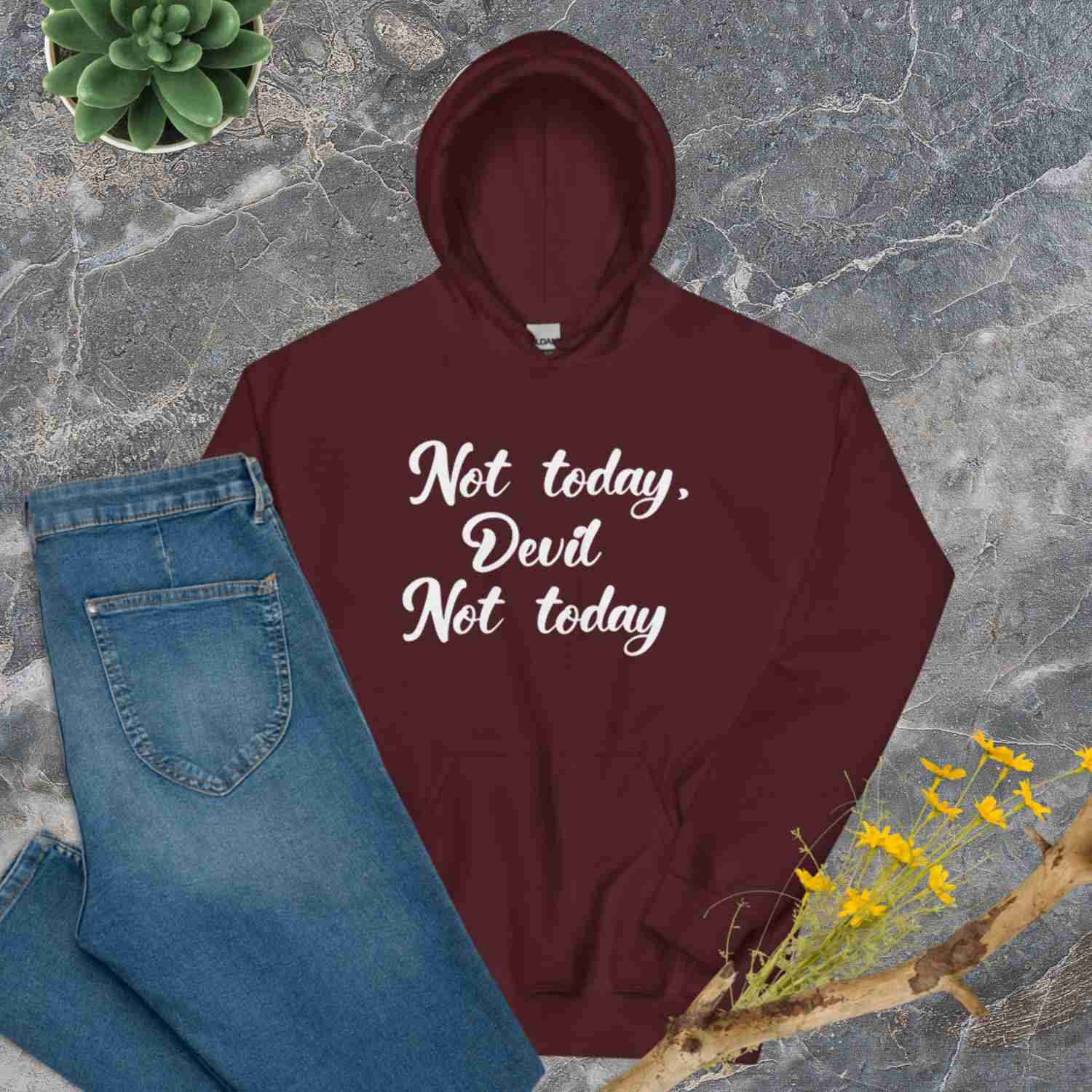 F&H Christian Not Today Devil Women's Hoodie - Soft & Stylish