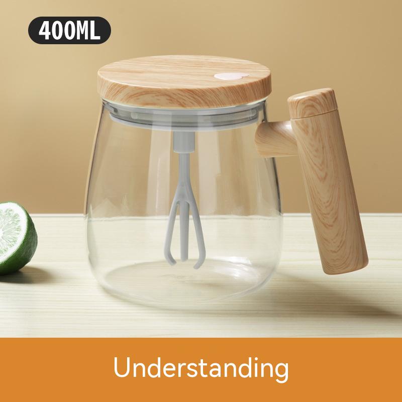 400ML Self Stirring Coffee Mug - Electric Mixing Glass Coffee Cup for Fast and Automatic Mixing