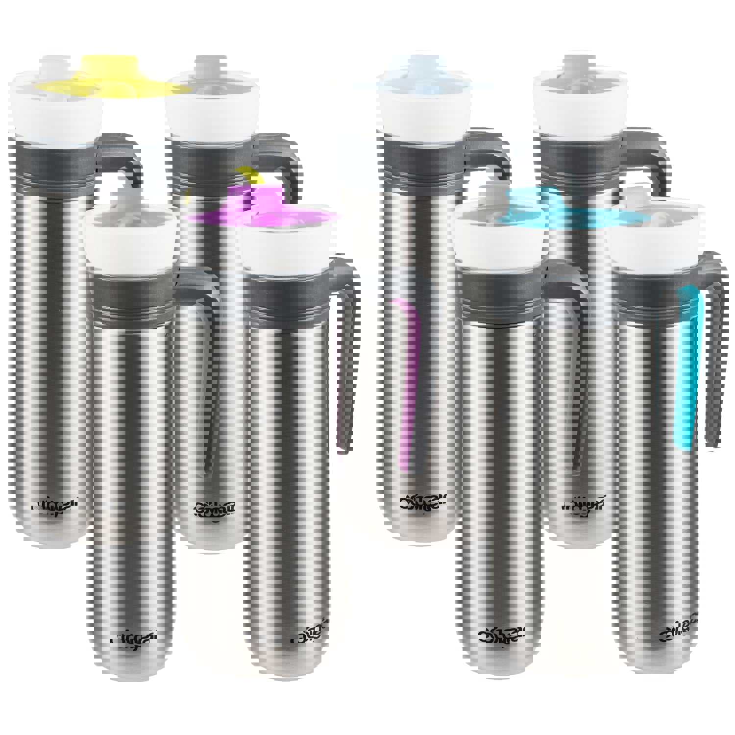 COOL GEAR 4-Pack 12 oz Stainless Steel Kona Triple Insulated Travel Mug with Handle