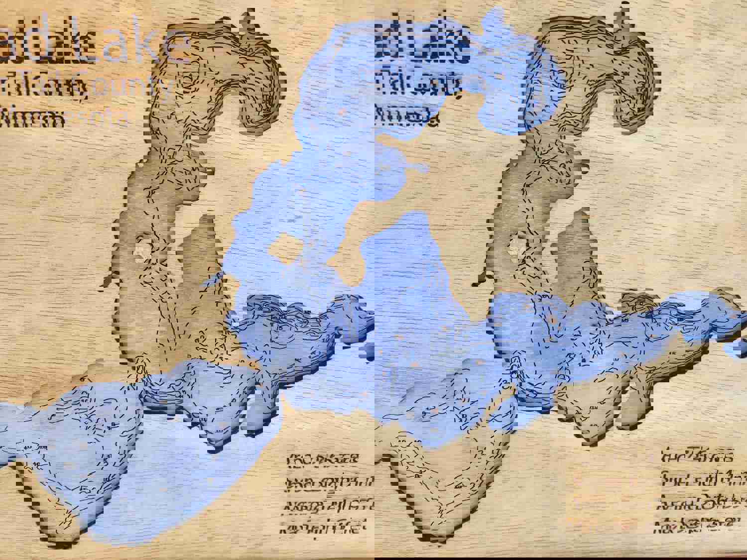 Custom Wood Lake Map - Personalized Lake Wall Art