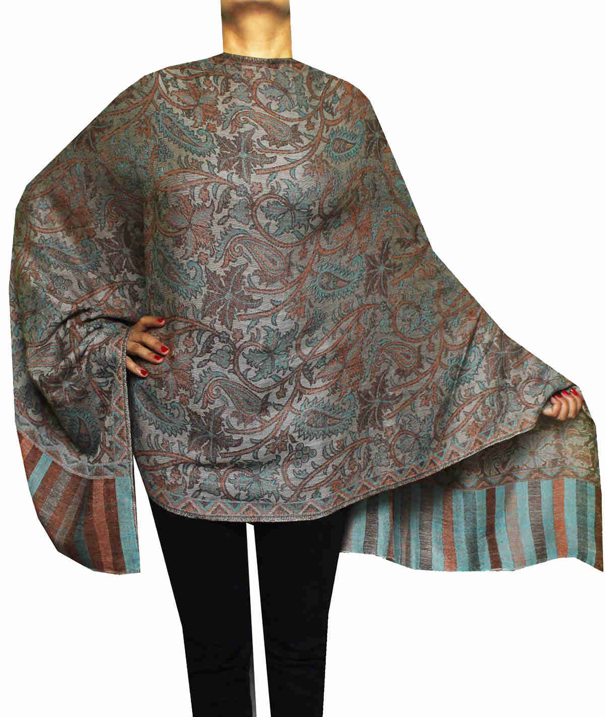 Women's Paisley Wool Scarf Shawl from Kashmir (80 x 28 inches)