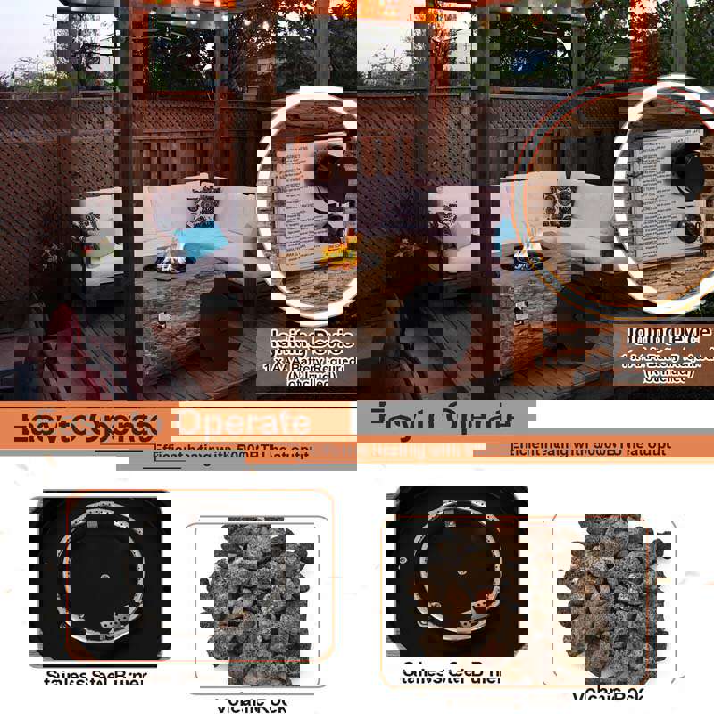 40 Wood-Like Rectangular Fire Table, 50000 BTU Propane Gas Fire Pit Table with Lava Rocks & Cover