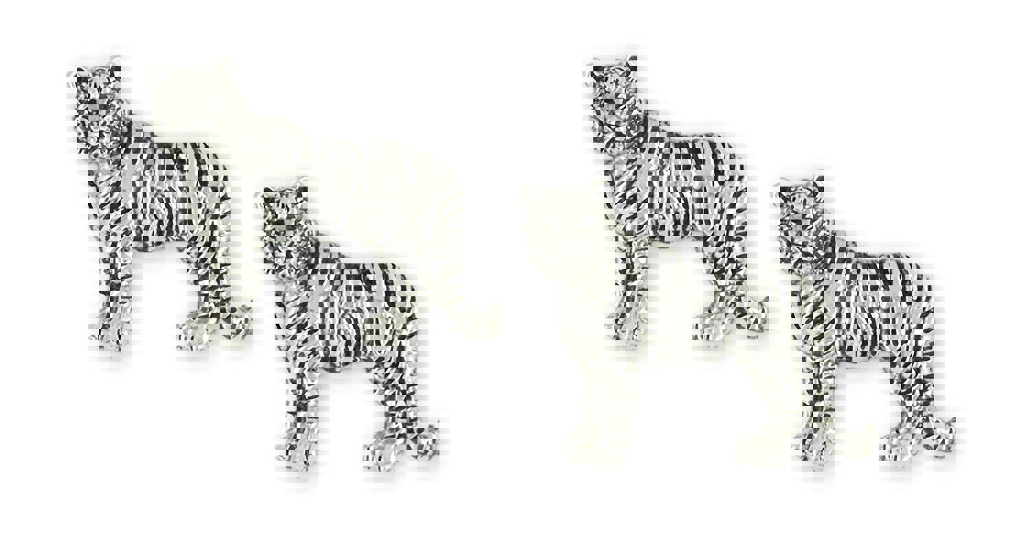 Handmade Sterling Silver Tiger Cufflinks - Original Esquivel and Fees Design