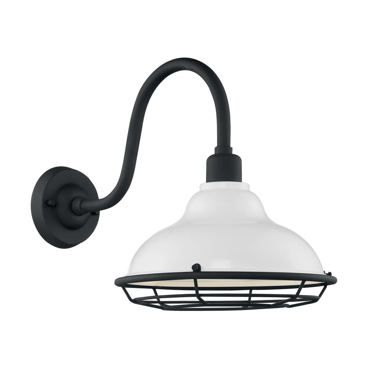 60-7022 NEWBRIDGE 1LT LG OUTDOOR WALL Sconce - Gloss White and Textured Black Finish