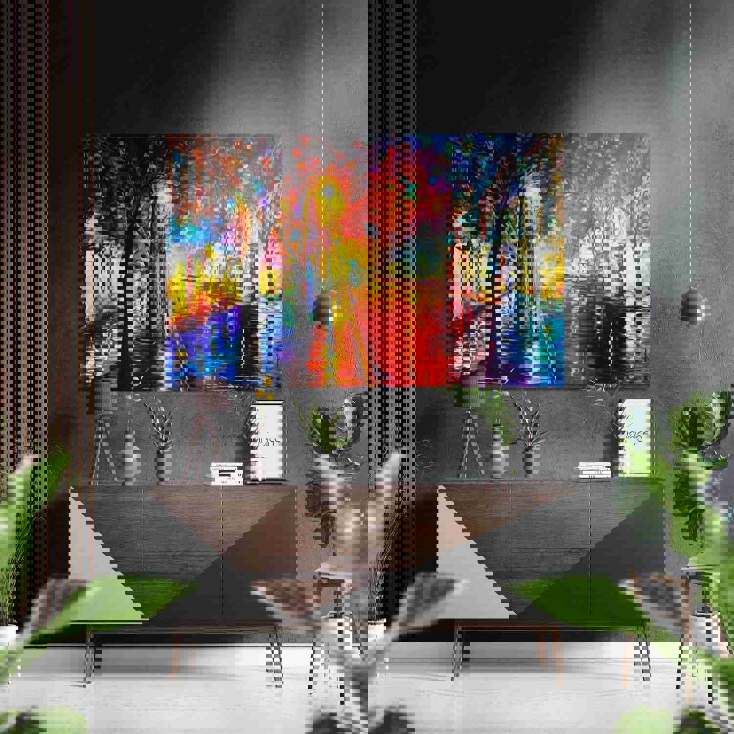 Lighted Street Brushed Aluminium Dibond Wall Art