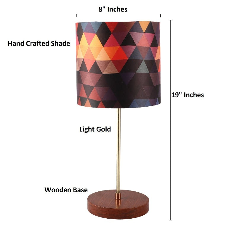 BTR CRAFTS Light Gold Rod & Brown Wooden Base Table Lamp with Premium Color Shade