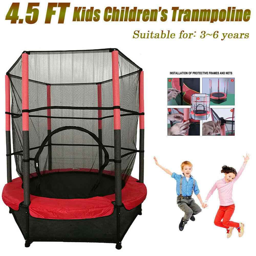 55inch Kids Trampoline with Safety Enclosure Net for Outdoor & Indoor Play