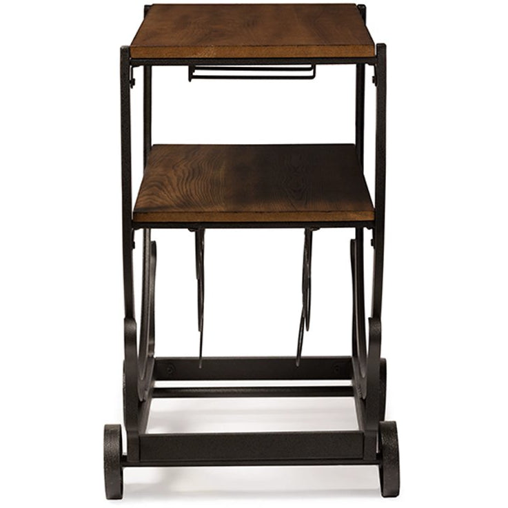 Baxton Studio Triesta Vintage Industrial Metal and Wood Wheeled Wine Rack Cart