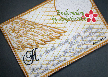 PSALM 91 SET OF 2 Gods Prayer of Protection IN THE HOOP Faith Based Mug Mat/Mug Rugs