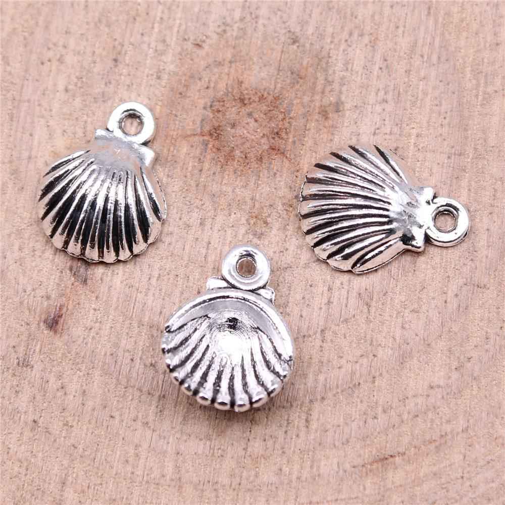 WYSIWYG 40pcs Antique Silver Shell Charms for DIY Jewelry Making