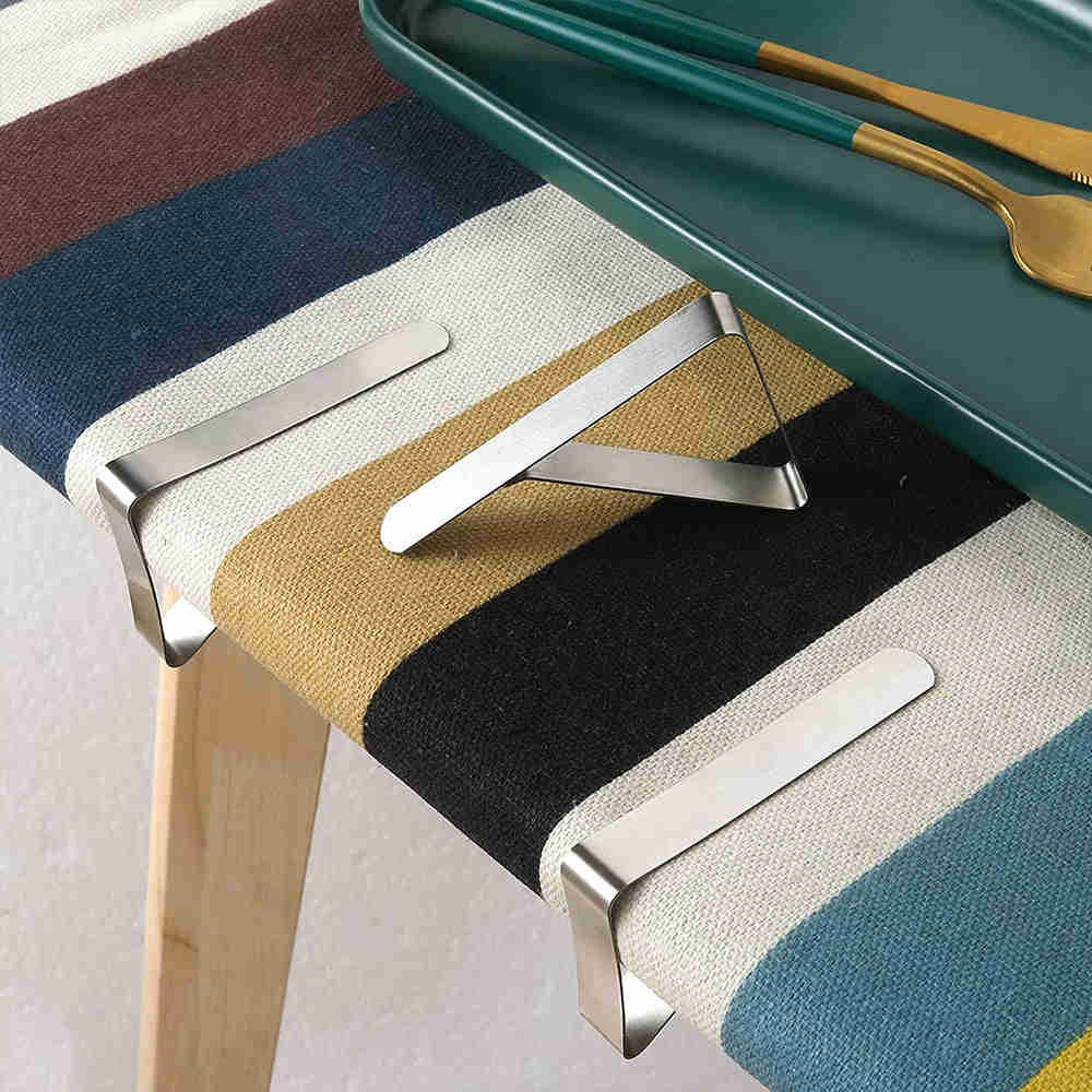 12PCS Stainless Steel Tablecloth Clips Triangle Desk Table Cloth Cover Clamps