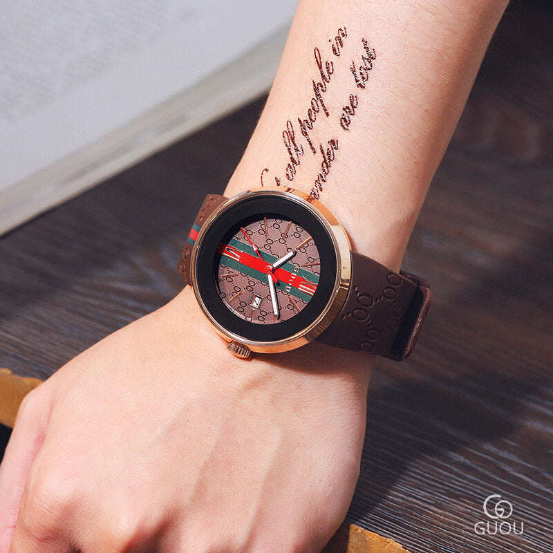 Guou 8192 Big Dial Fashion Quartz Watch for Men - Neutral Trendy Student Couple Watch