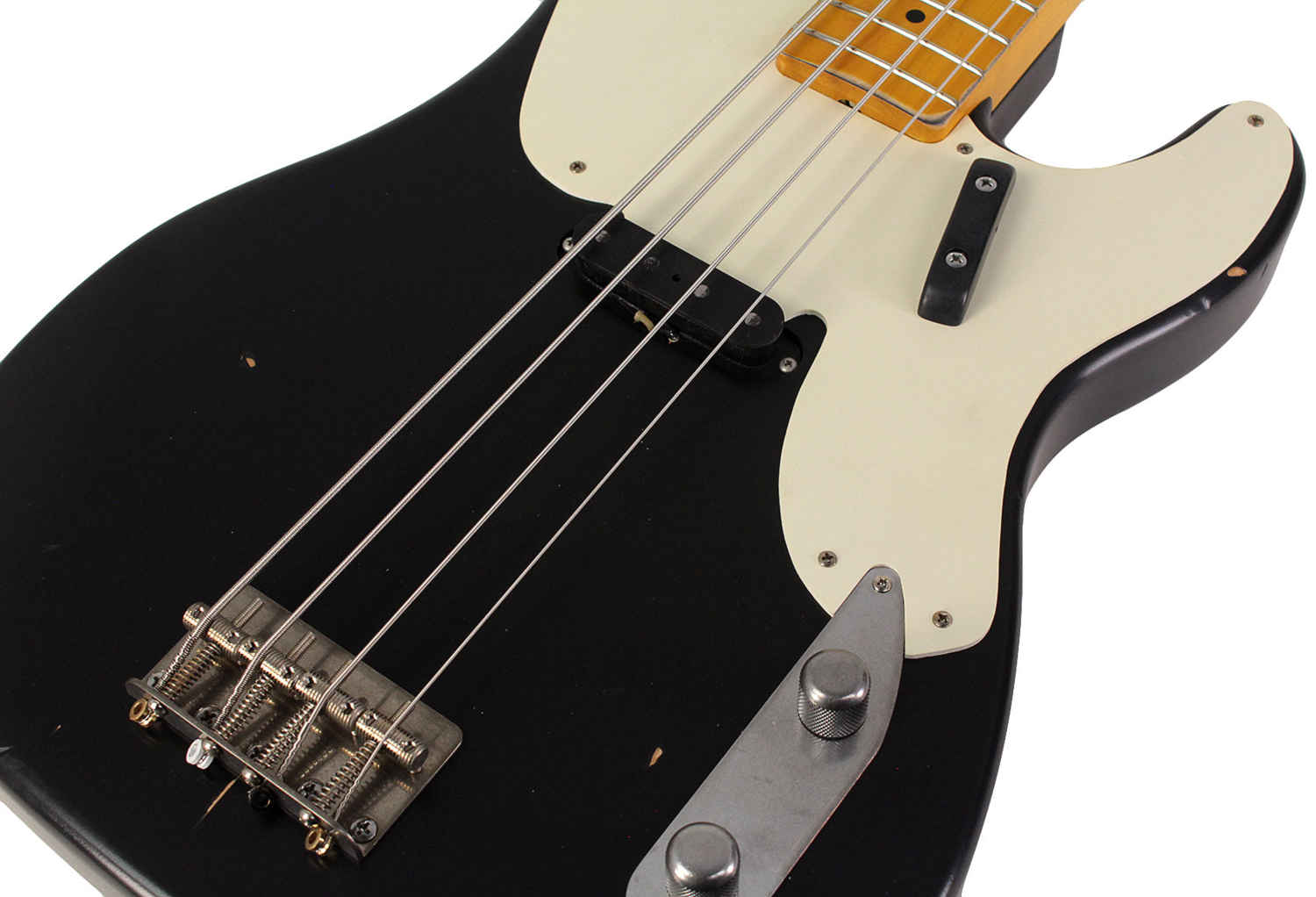 Nash PB-55 Bass Guitar - Alder Body, Black Finish, Light Aging