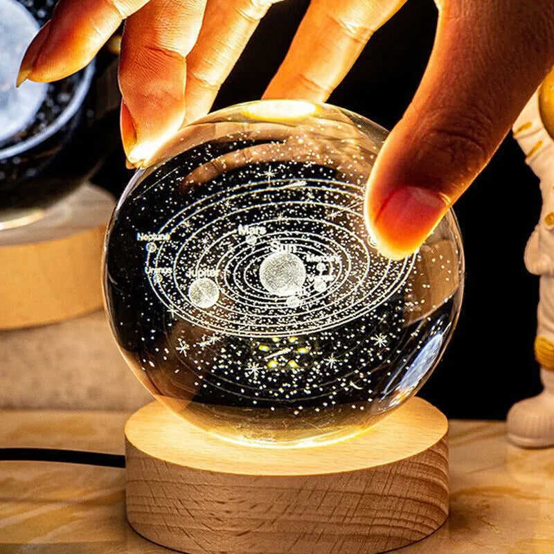 USB LED Night Light Galaxy Crystal Ball Table Lamp 3D Planet Moon Lamp for Home Decor