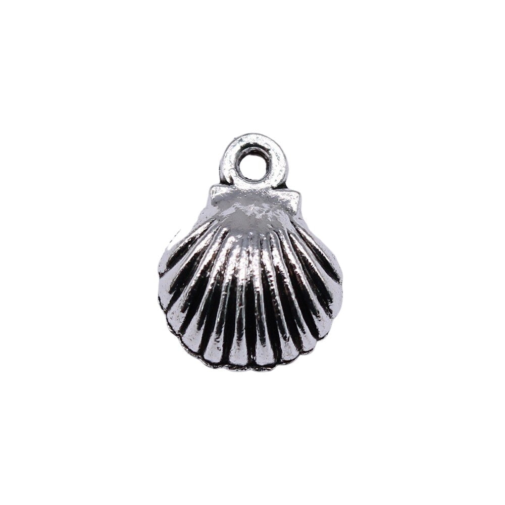 WYSIWYG 40pcs Antique Silver Shell Charms for DIY Jewelry Making