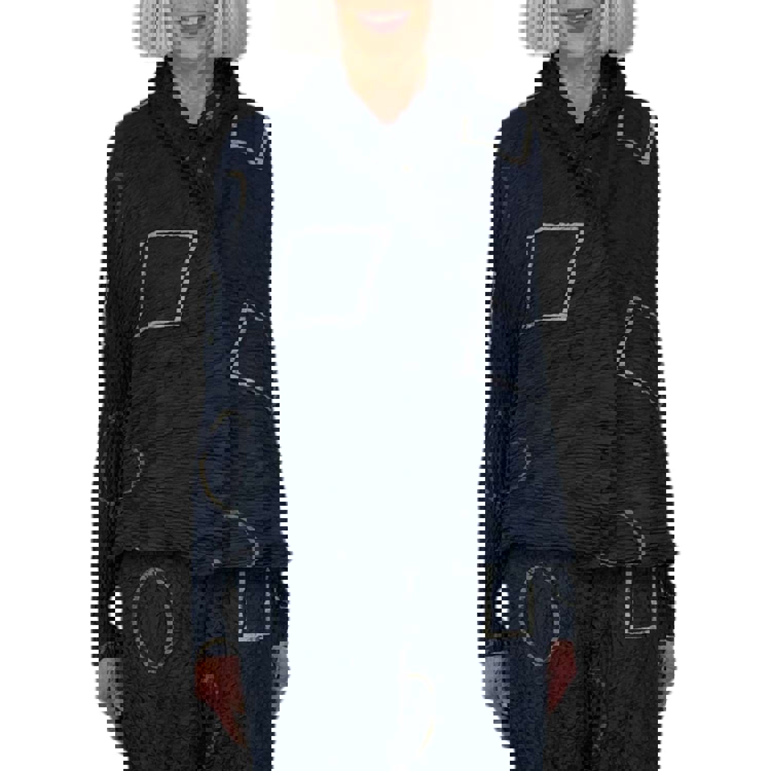 GRAPHIC PRINT HORIZONTAL PLEAT JACKET