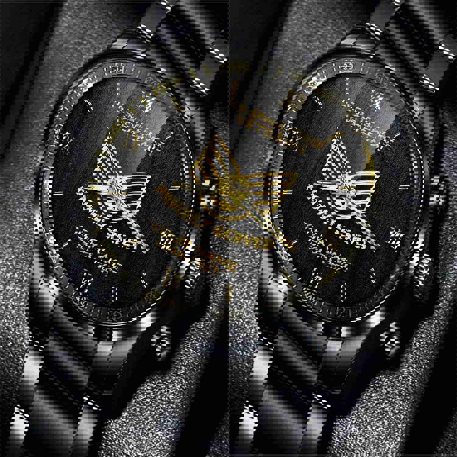 US Space Force Veteran Black & Gold Watch - Custom Quartz Fashion Watch for Veterans
