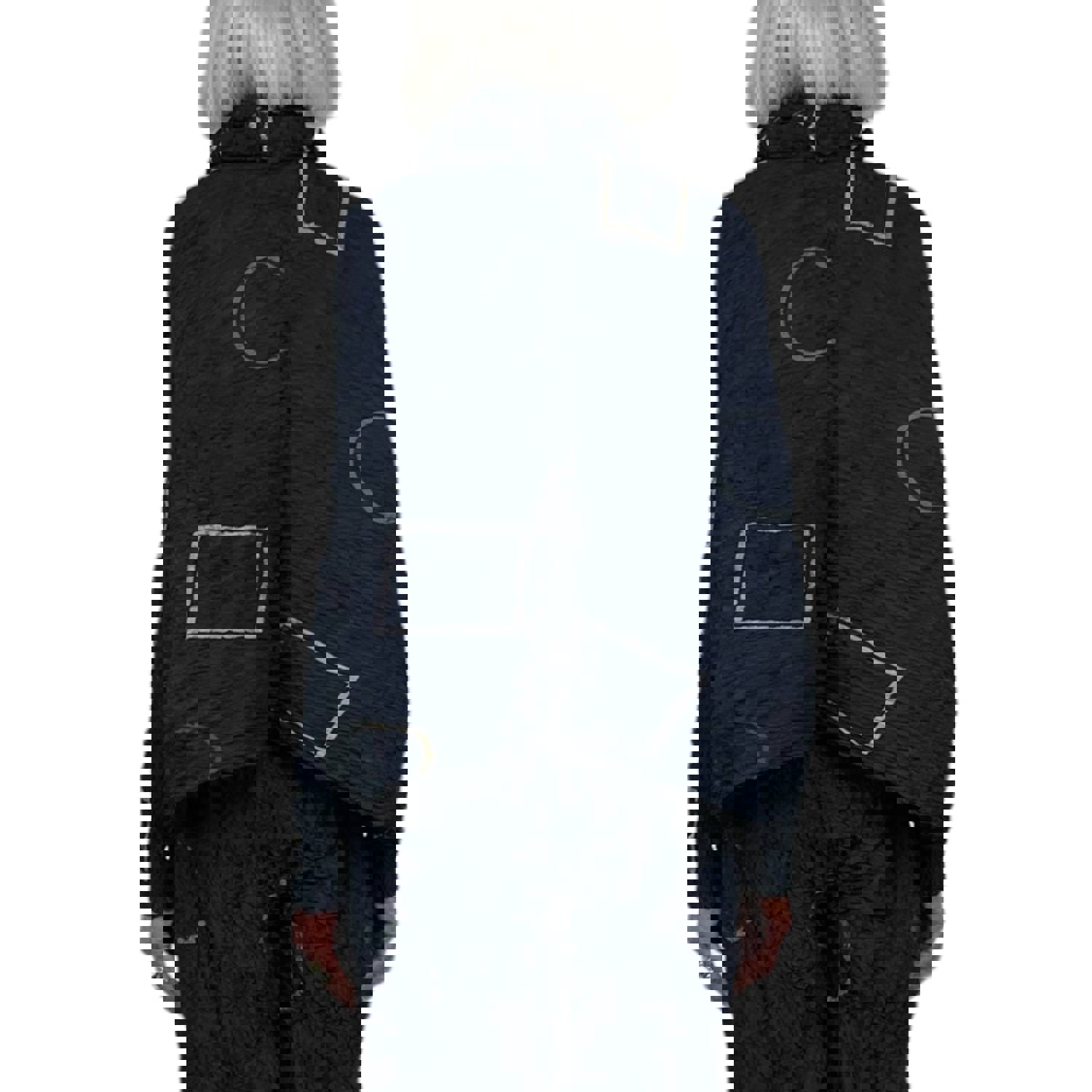 GRAPHIC PRINT HORIZONTAL PLEAT JACKET