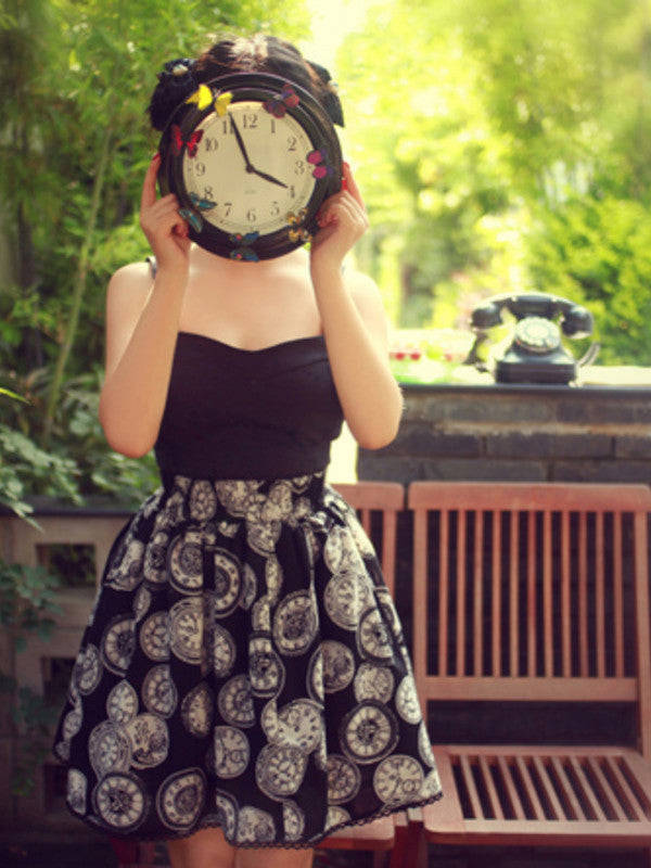 Timeless Pocket Watch Pattern Tutu Skirt - Handmade Custom Design