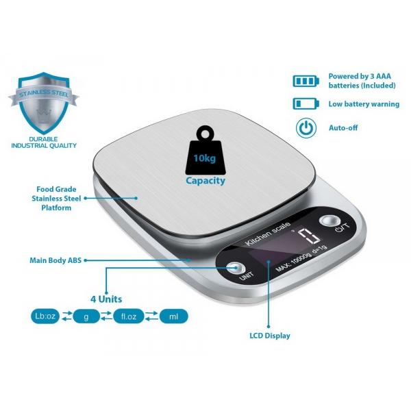 Accurate Digital Kitchen Scale with LCD Display - 10kg/1g Precision for Baking & Cooking