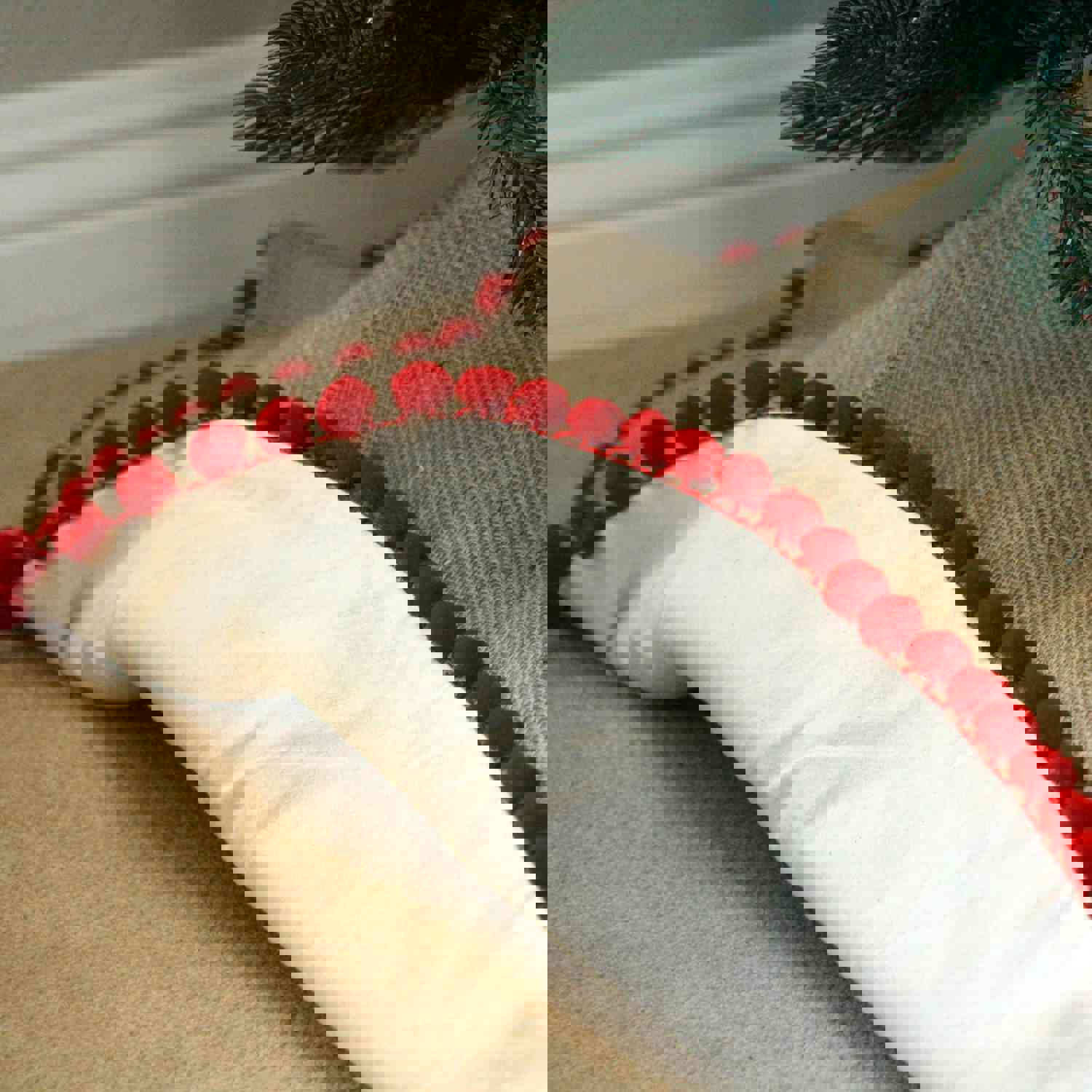 36 Inch Burlap Christmas Tree Skirt with Pom Pom Fringe