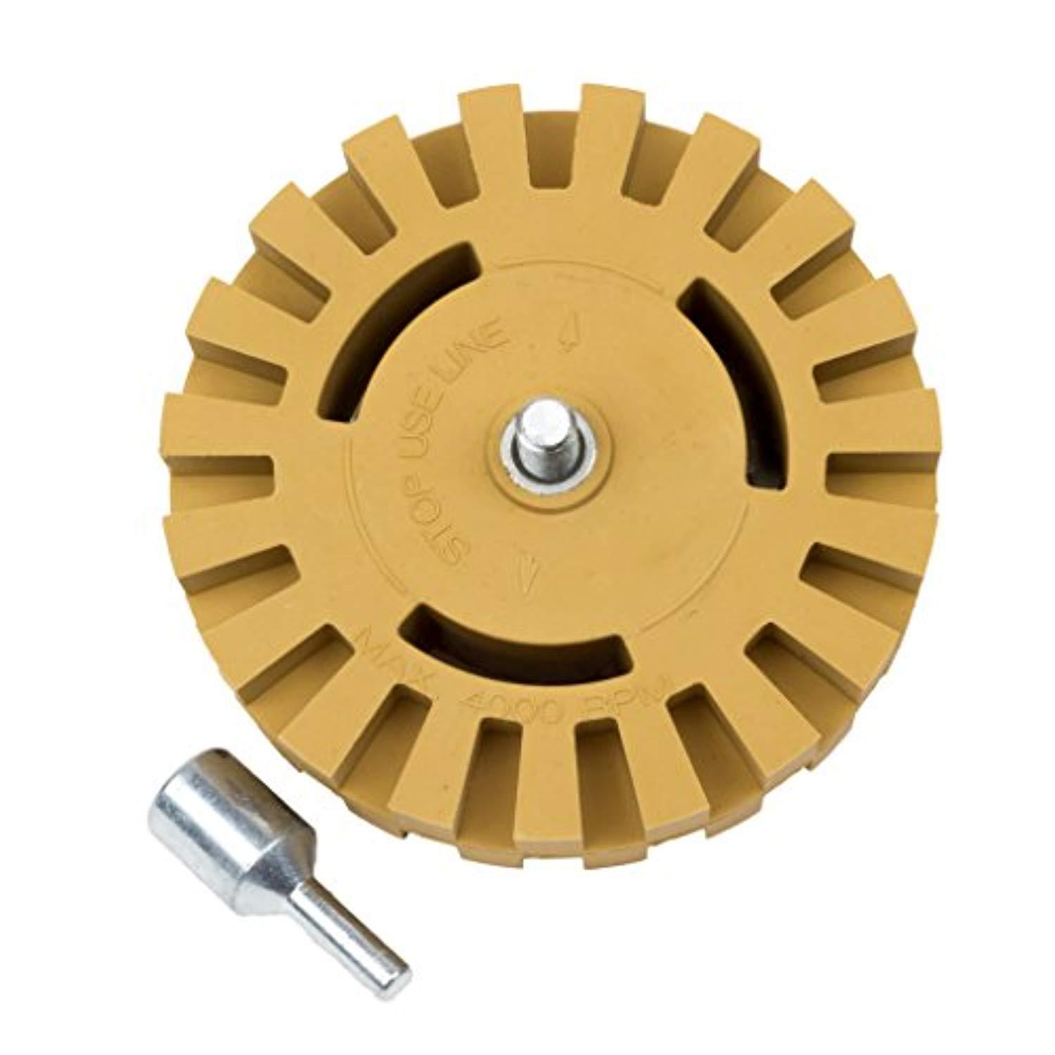 Decal Removal Eraser Wheel Tool Kit - 4 Inch Rubber Power Drill Attachment for Removing Pinstripes, Stickers, Adhesive Vinyl Decals