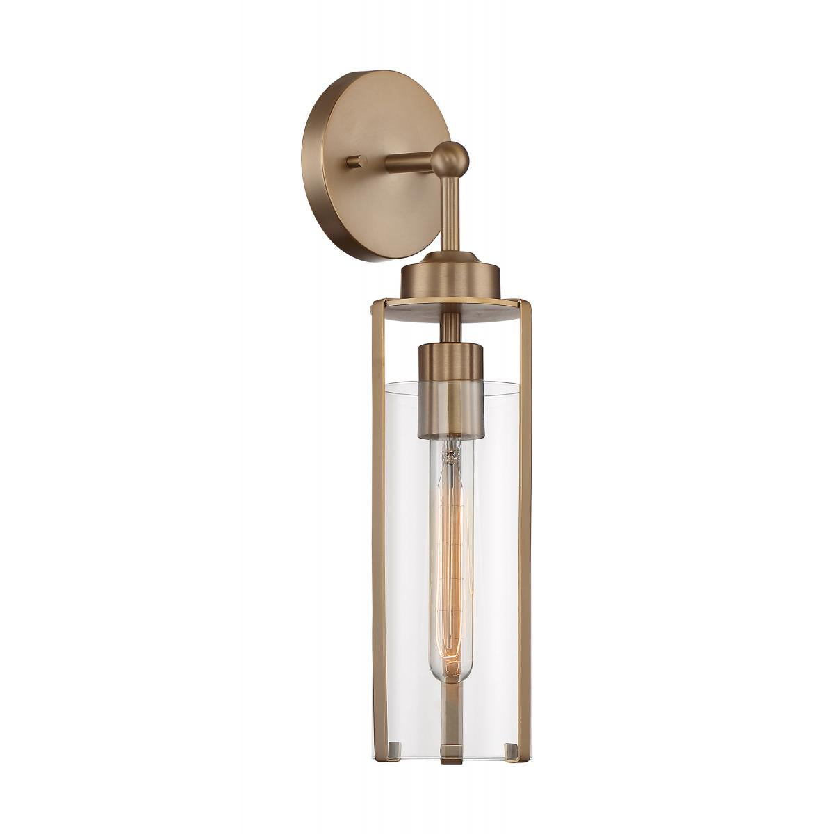 60-7151 MARINA 1 LIGHT WALL SCONCE - Clear Glass with Burnished Brass Finish