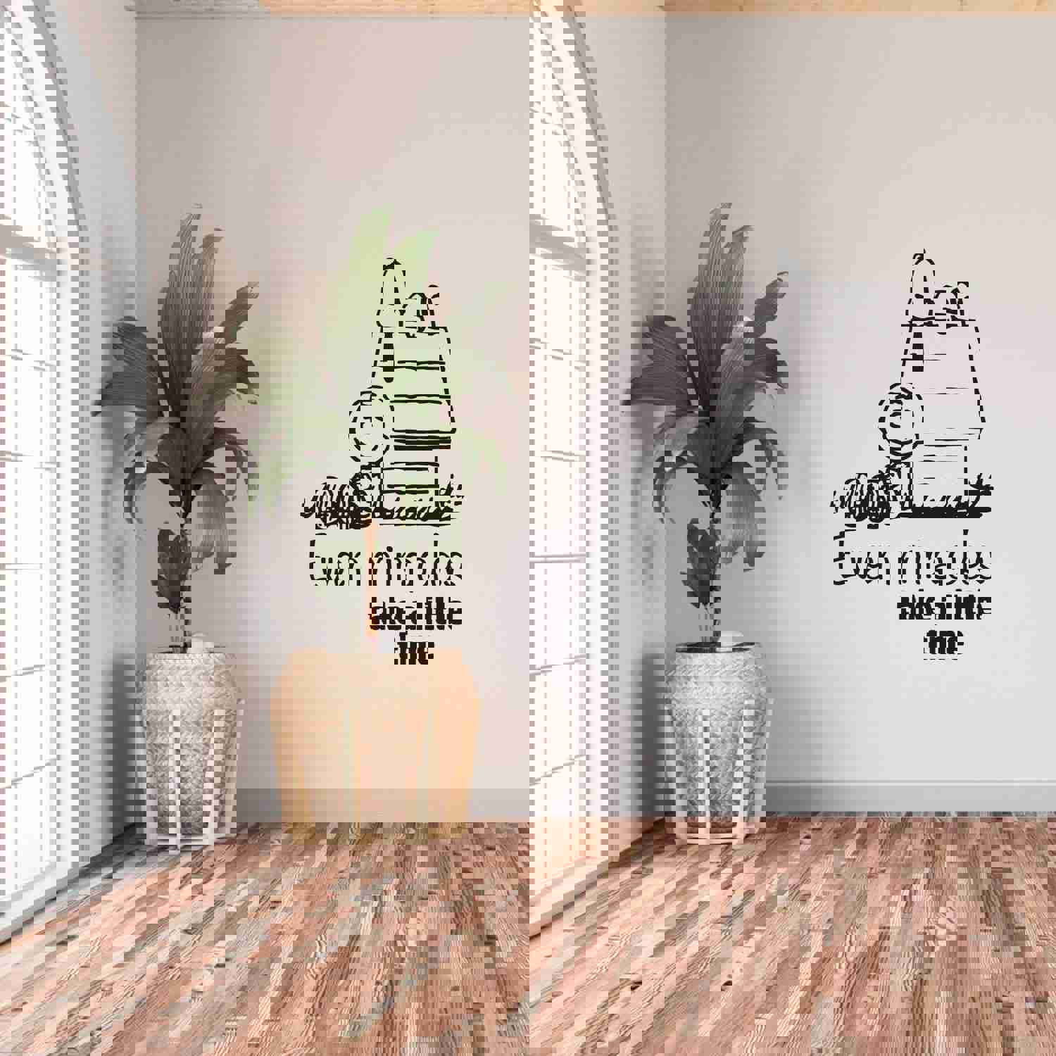Snoopy Vinyl Wall Art Sticker Decal - Even Miracles Take A Little Time