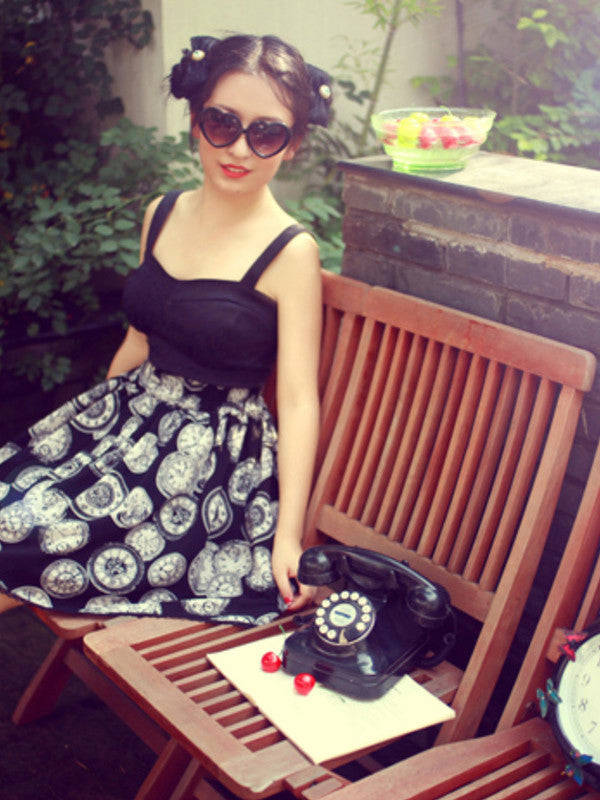 Timeless Pocket Watch Pattern Tutu Skirt - Handmade Custom Design