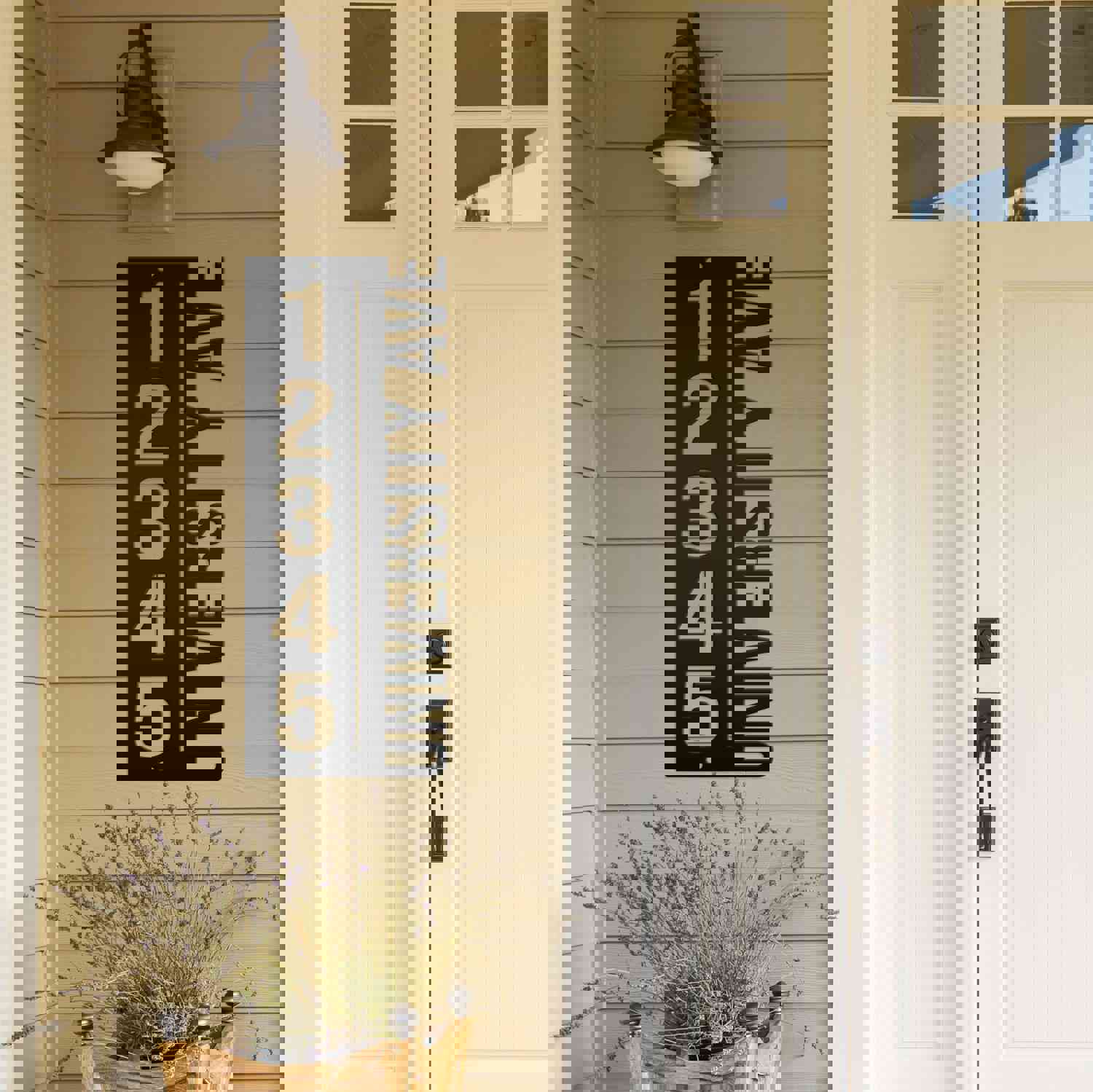 Personalized Vertical Address Metal Sign - Modern House Numbers, Perfect Housewarming & Wedding Gift