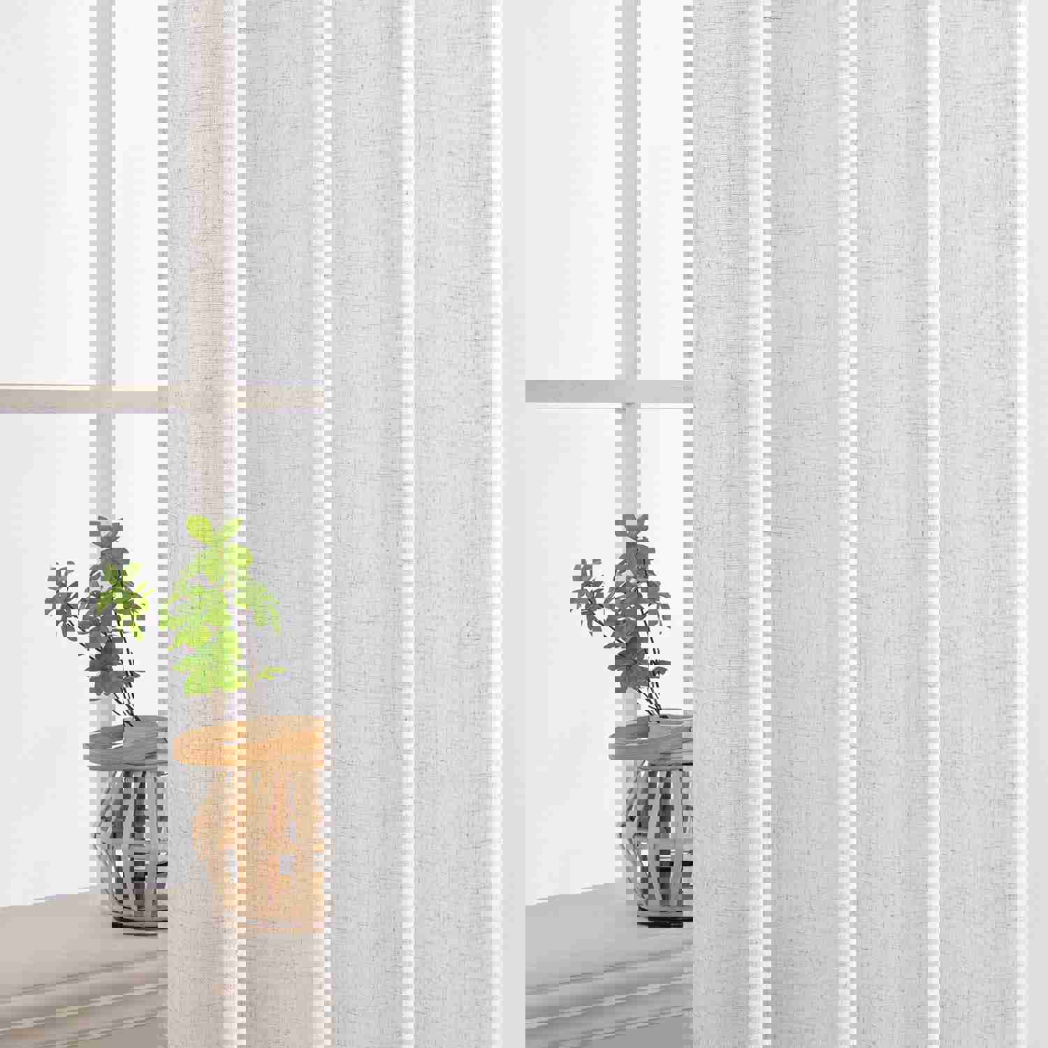 MIULEE White Linen Curtains 84 Inch Length for Bedroom Living Room