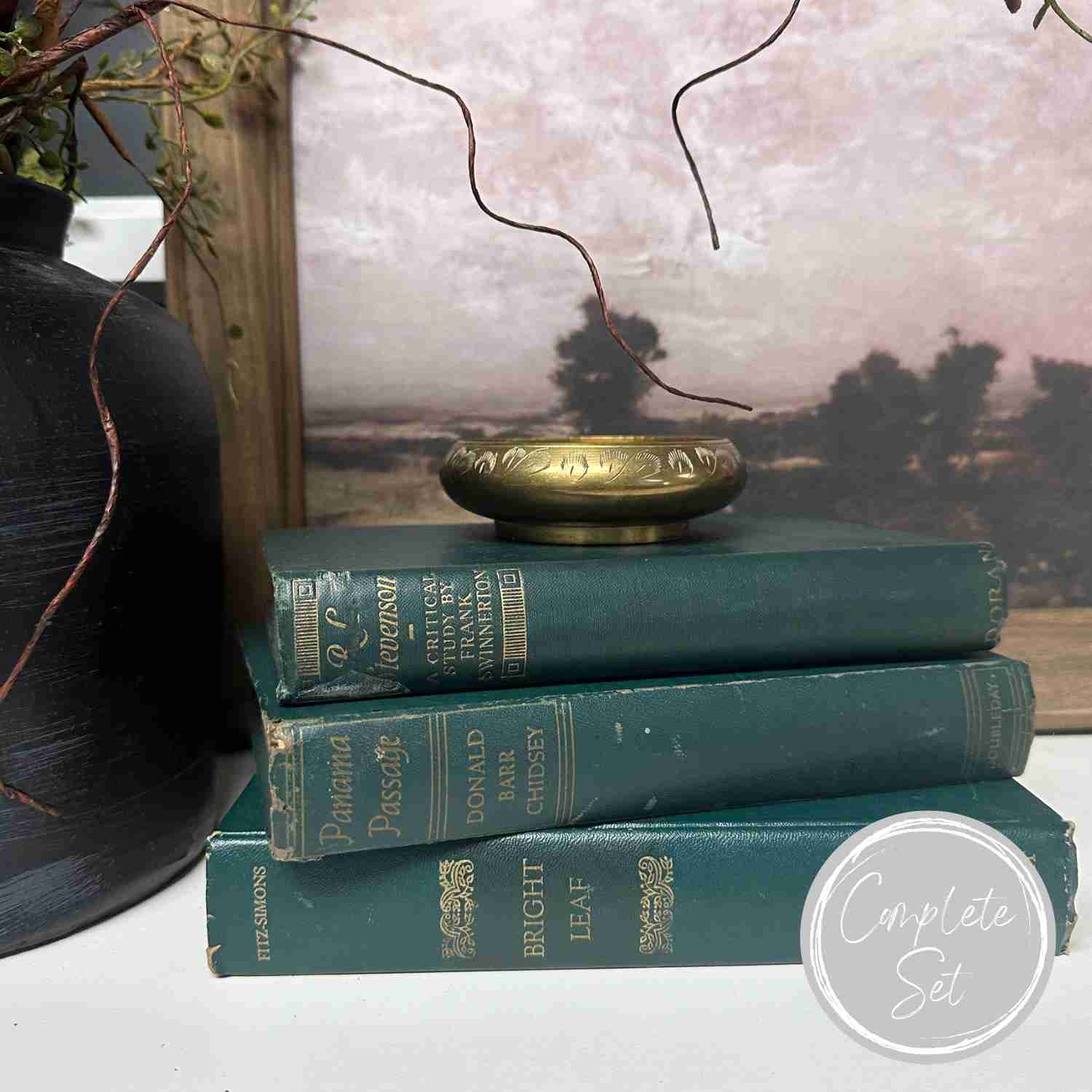 Green Vintage Books for Home Decor