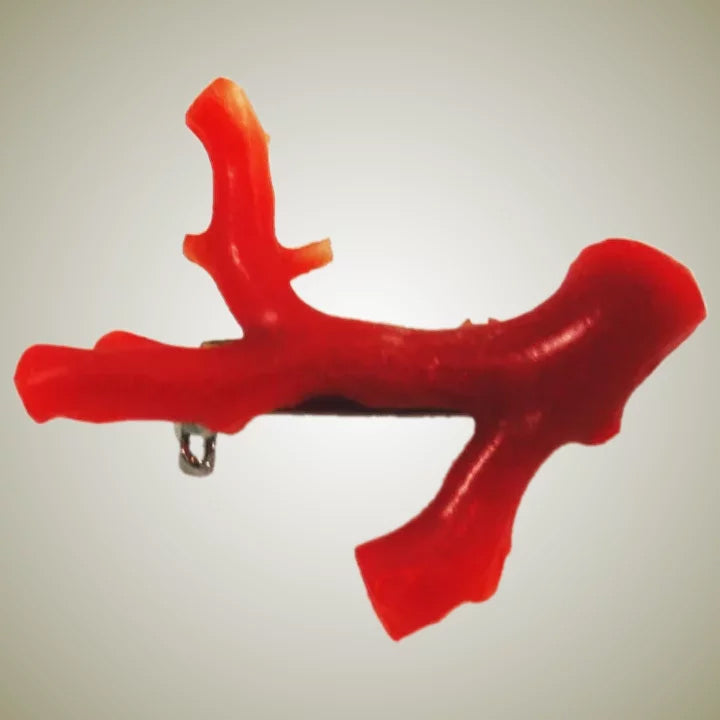 Italian Red Coral Vintage Pin